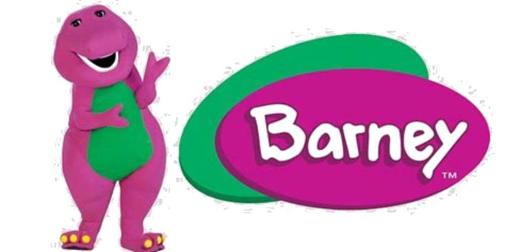 Barney the Dinosaur logo - voiced by Dean Wendt, VO That's Real